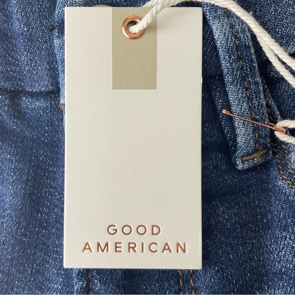 GOOD AMERICAN NWT GOOD CLASSIC 28” INSEAM RIPPED JEANS 0/25 HIGH RISE IN BLUE - Picture 6 of 14